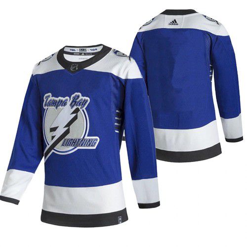 Cheap Men Tampa Bay Lightning Blank Blue NHL 2021 Reverse Retro jersey
